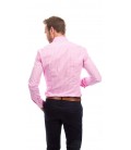 Camisa a medida cuadros rosa y blanco